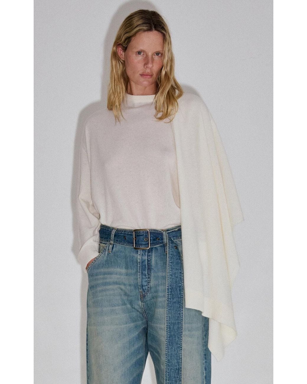 DARKPARK White Addison Cashmere-Wool Knit Scarf Top