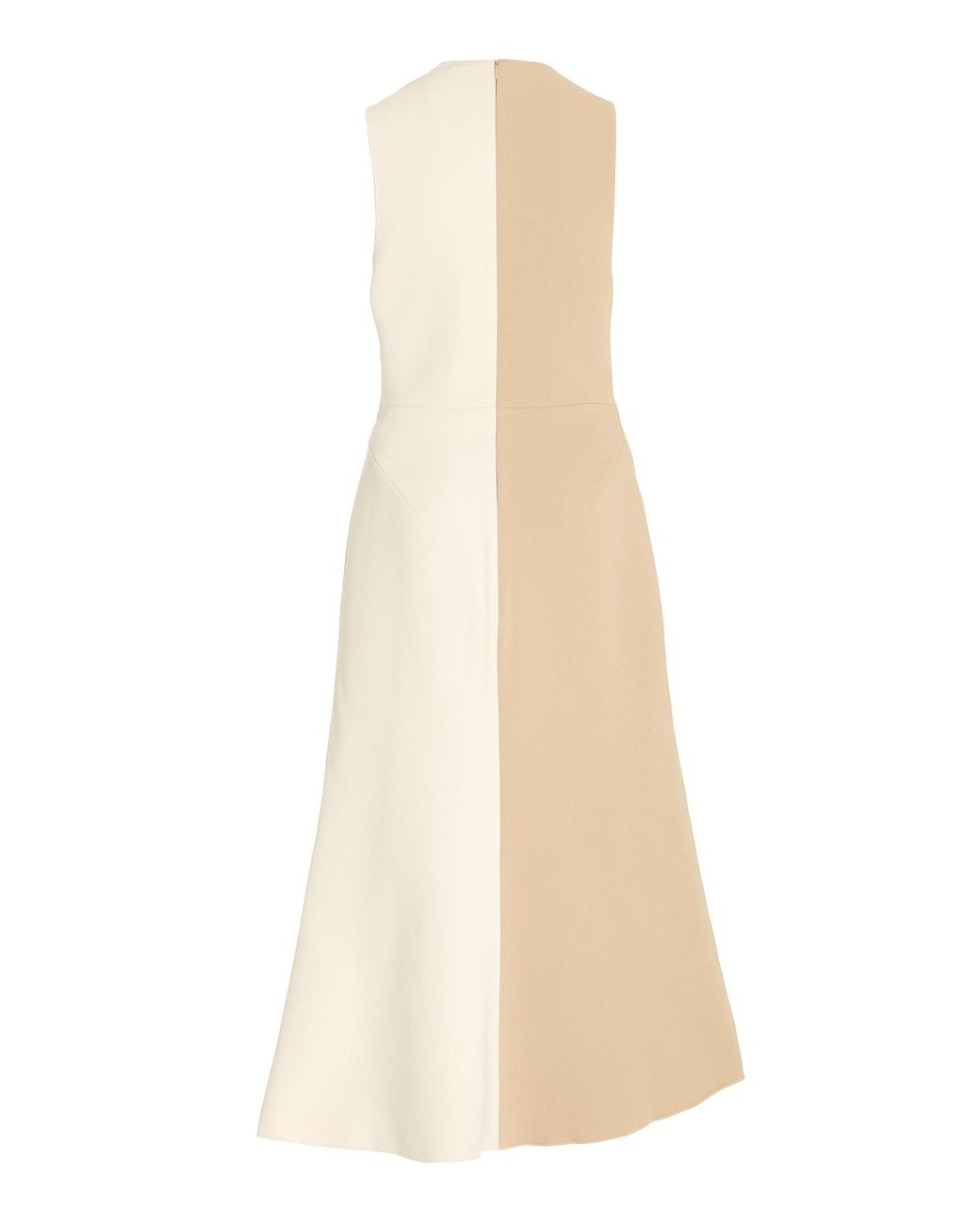 Acler Cambray Draped Two-tone Crepe Midi Dress in Natural | Lyst