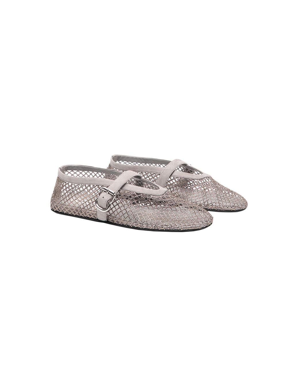 Alaïa White Embellished Fishnet Mary Jane Flats