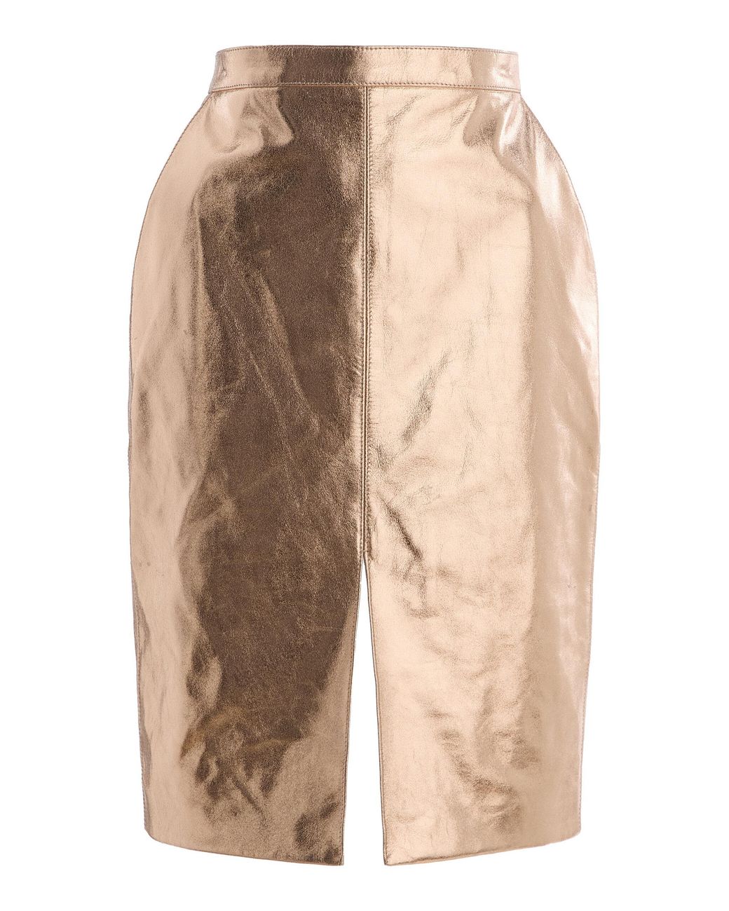 Saint Laurent Natural Leather Midi Skirt
