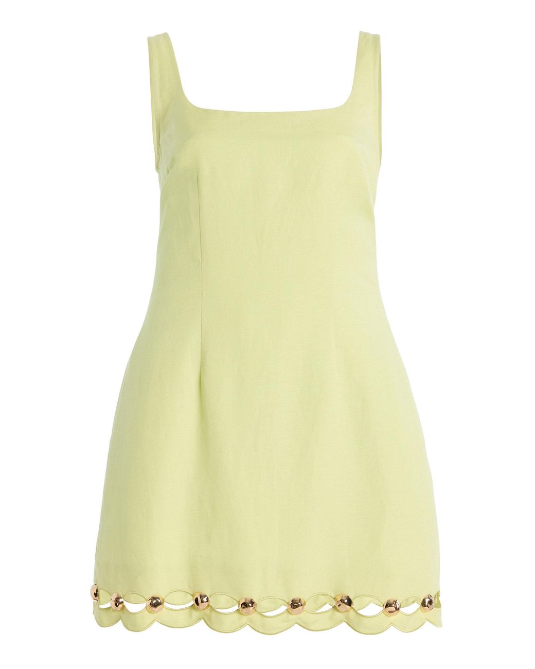 Jonathan Simkhai Yellow Lindley Embellished Cutout Linen-Blend Midi Dress