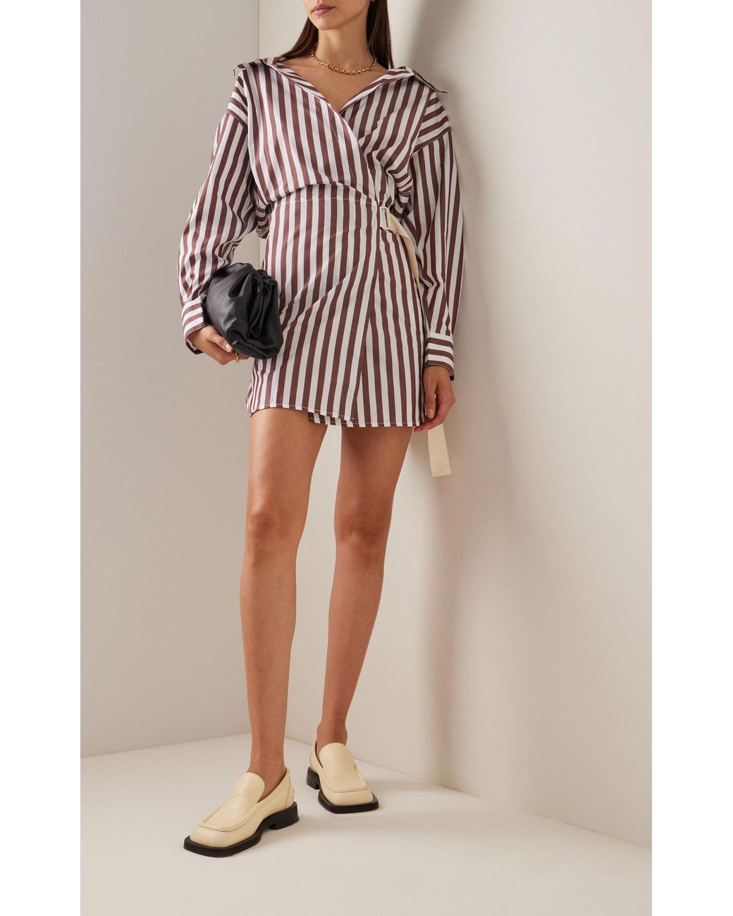 Victoria Beckham Striped Wrap-front Mini Shirt Dress | Lyst