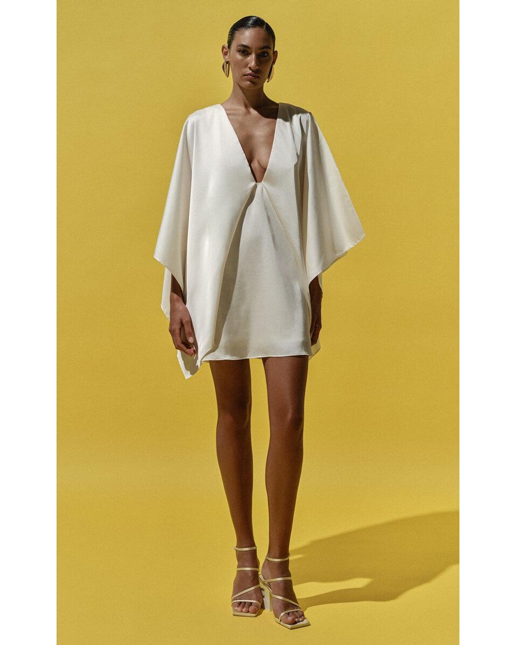 Baobab Pietro V-Neck Mini Dress in White