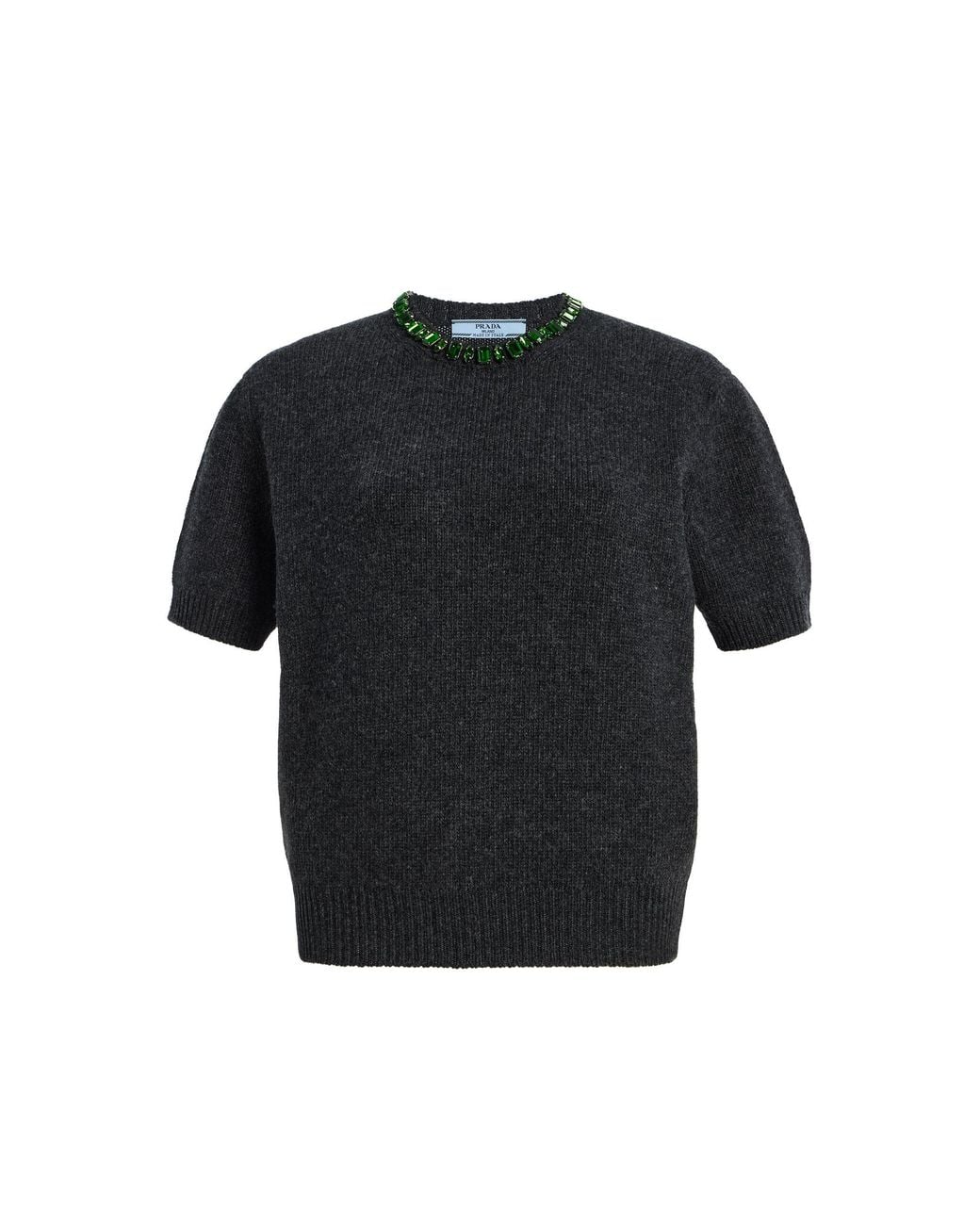 Prada Black Embellished Wool-Cashmere Sweater