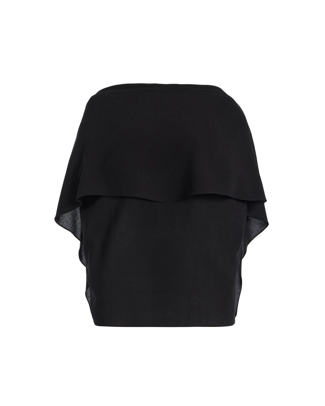 Michael Kors Black Cape-Sleeve Fluid Wool Crepe Blouse