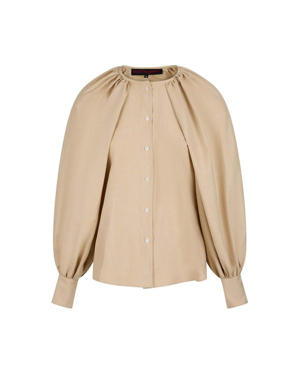 Martin Grant Natural Silk Balloon-Sleeve Blouse