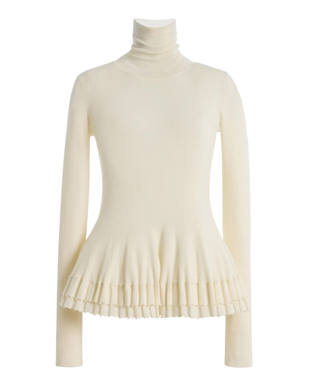 Ashlyn White Merritt Turtleneck Wool-Silk Top