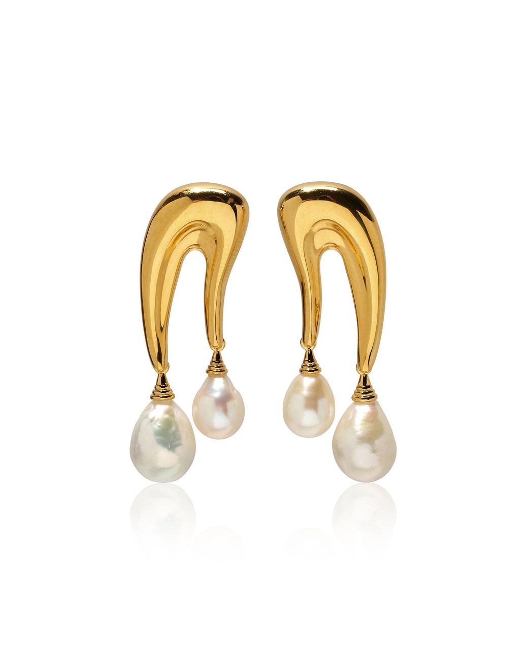 Lizzie Fortunato Metallic Sculptural-Plated Brass Pearl Earrings