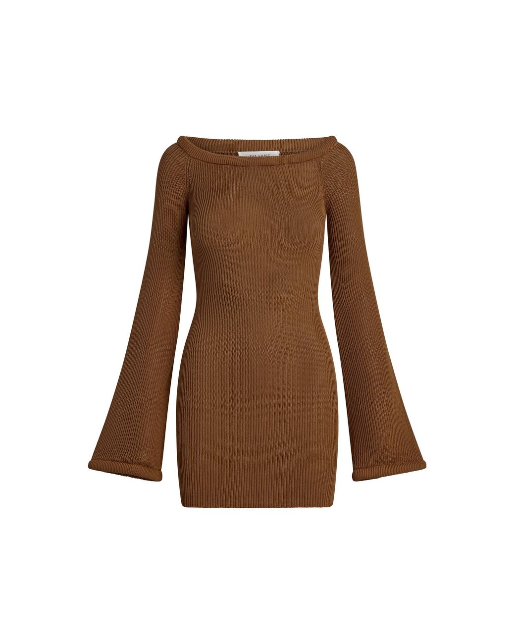 AYA MUSE Brown Eos Knit Silk-Cotton Mini Dress