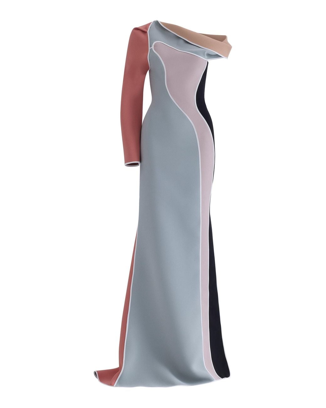 Maticevski Multicolor Claudine One-Shoulder Gown