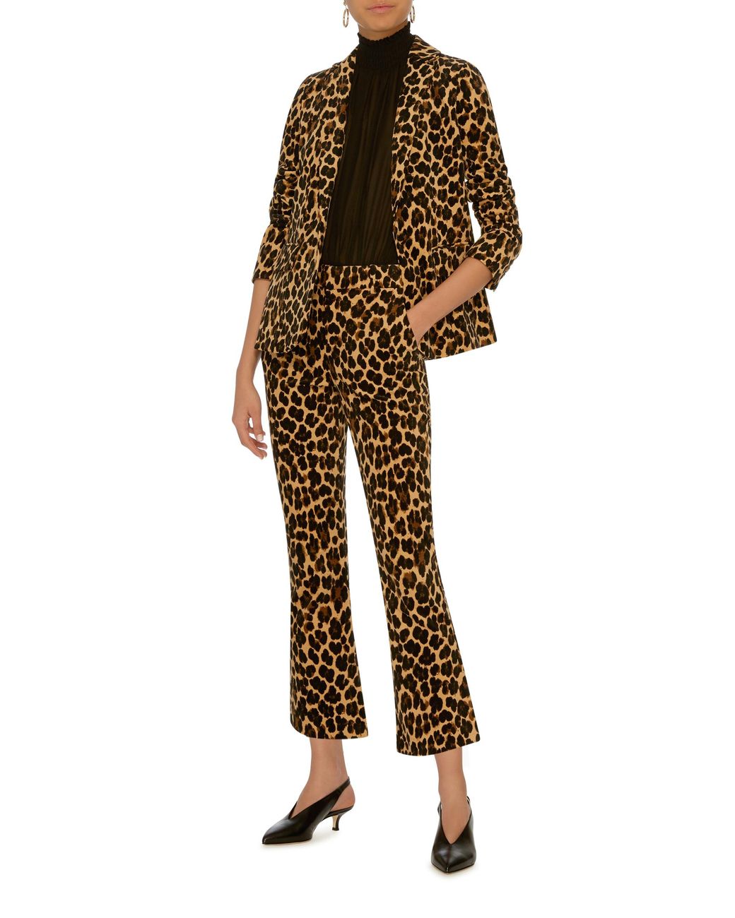 FRAME Leopard-print Velvet Flared Pants 