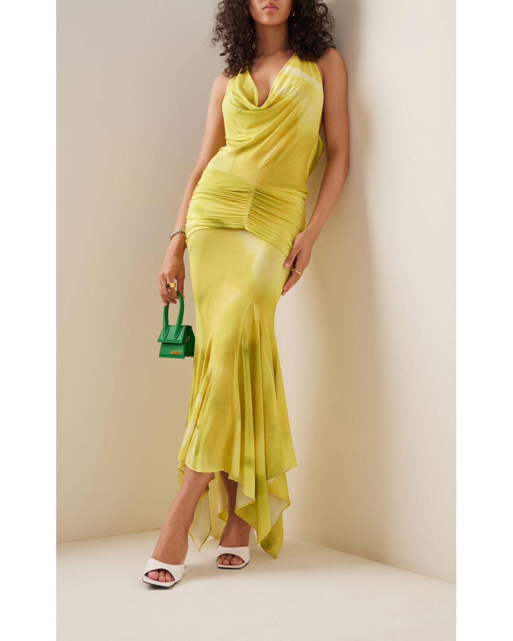 The Attico Melrose Midi Dress in Yellow Lyst