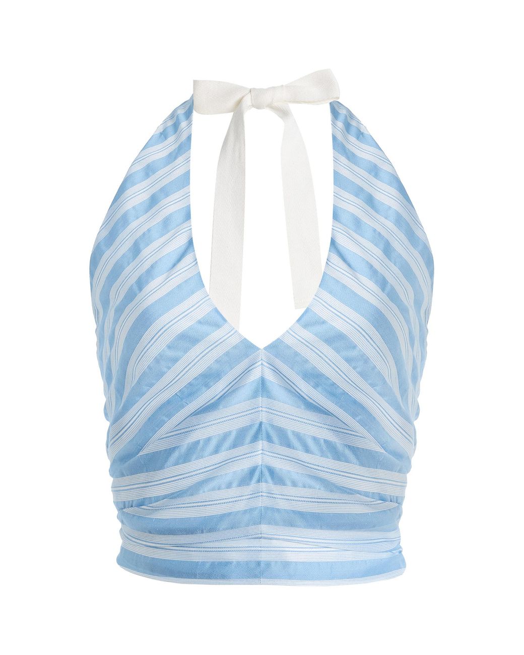 Jonathan Simkhai Blue Caprie Yarn-Dyed Jersey Halter Top