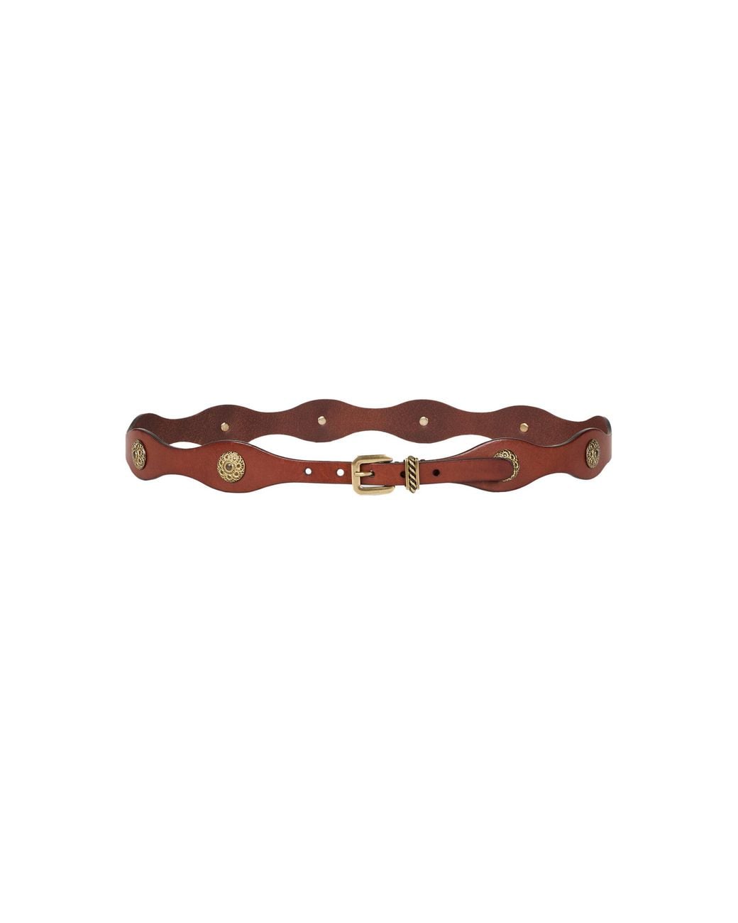 Etro Brown Leather Brass Belt