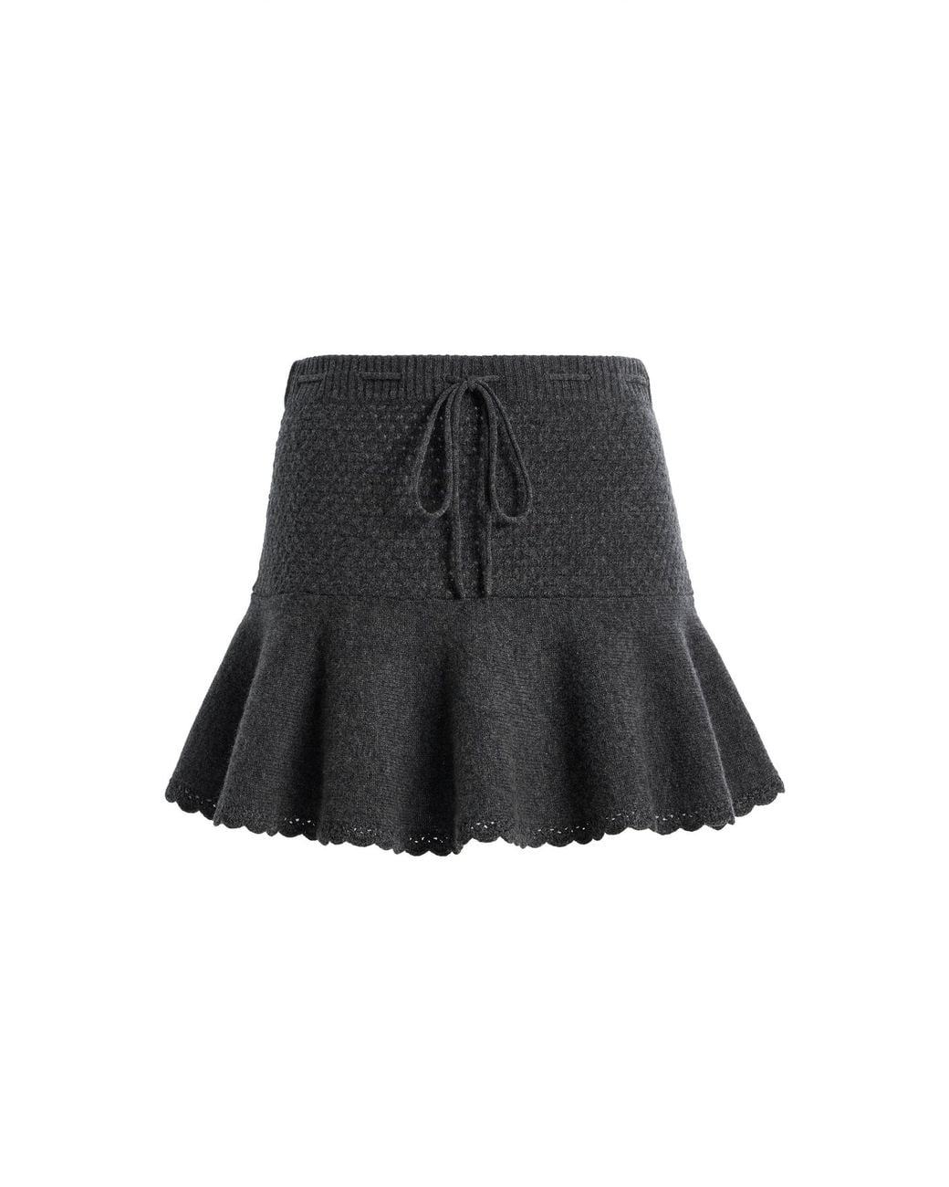 THE GARMENT Black Como Crochet Wool-Cashmere Mini Drawstring Skirt