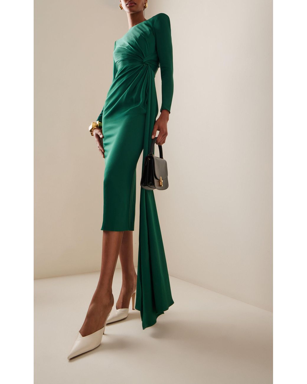 slim fit dress slacks Alex Perry Manor Strong-Shoulder Midi Dress – Runway Catalog main image 1