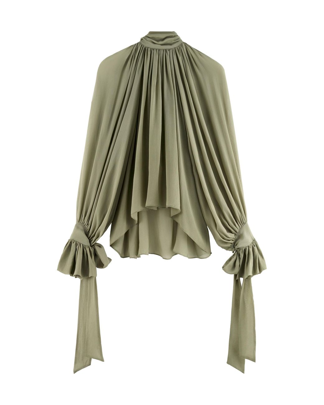 ARAKII Green Balloon Pleated Silk Top Exclusive