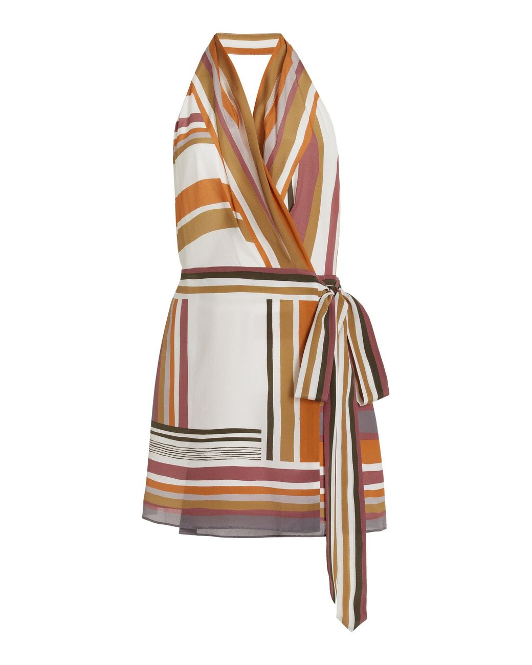 SIR. Exclusive Caprera Wrapped Silk Halter Mini Dress in White | Lyst UK
