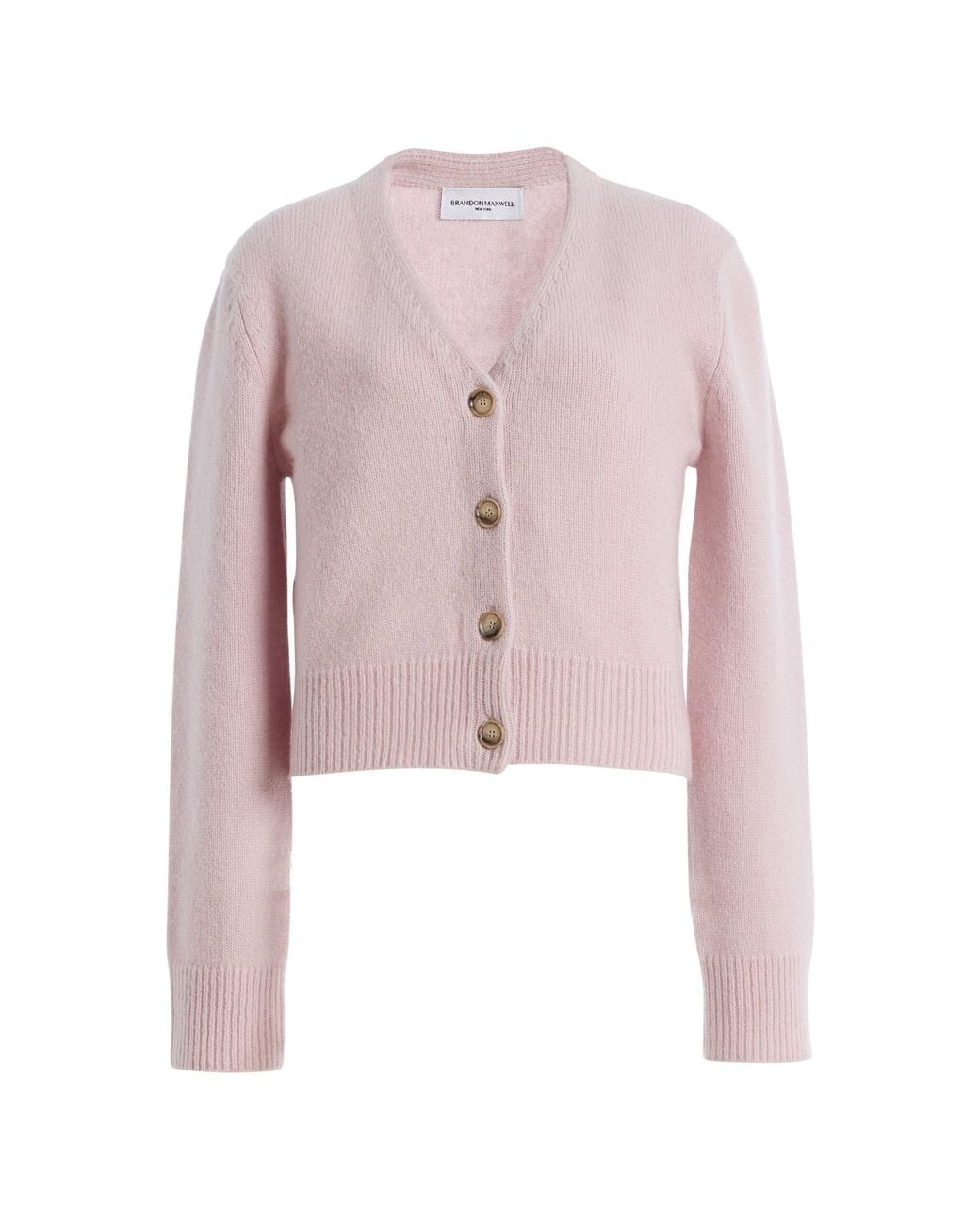 Brandon Maxwell Pink The Sloane V-Neck Cashmere-Silk Cardigan