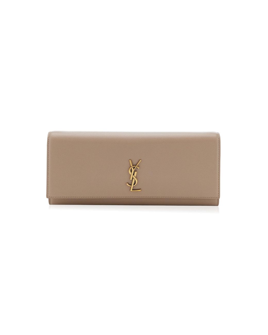 Saint Laurent White Kate Grain De Poudre Leather Clutch