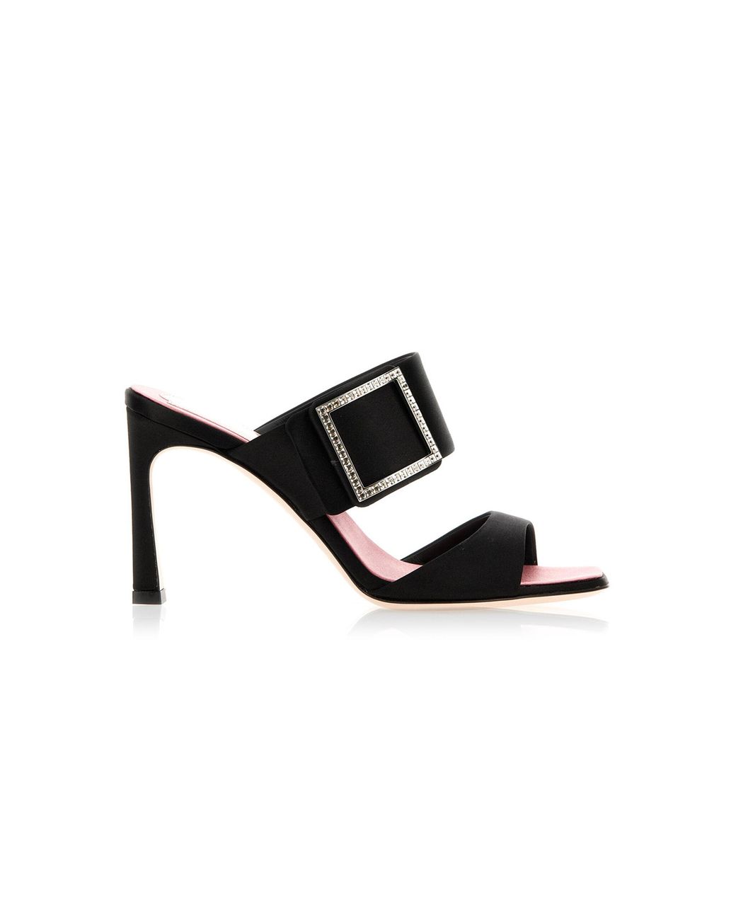 Roger Vivier Black Trompette Satin Mules