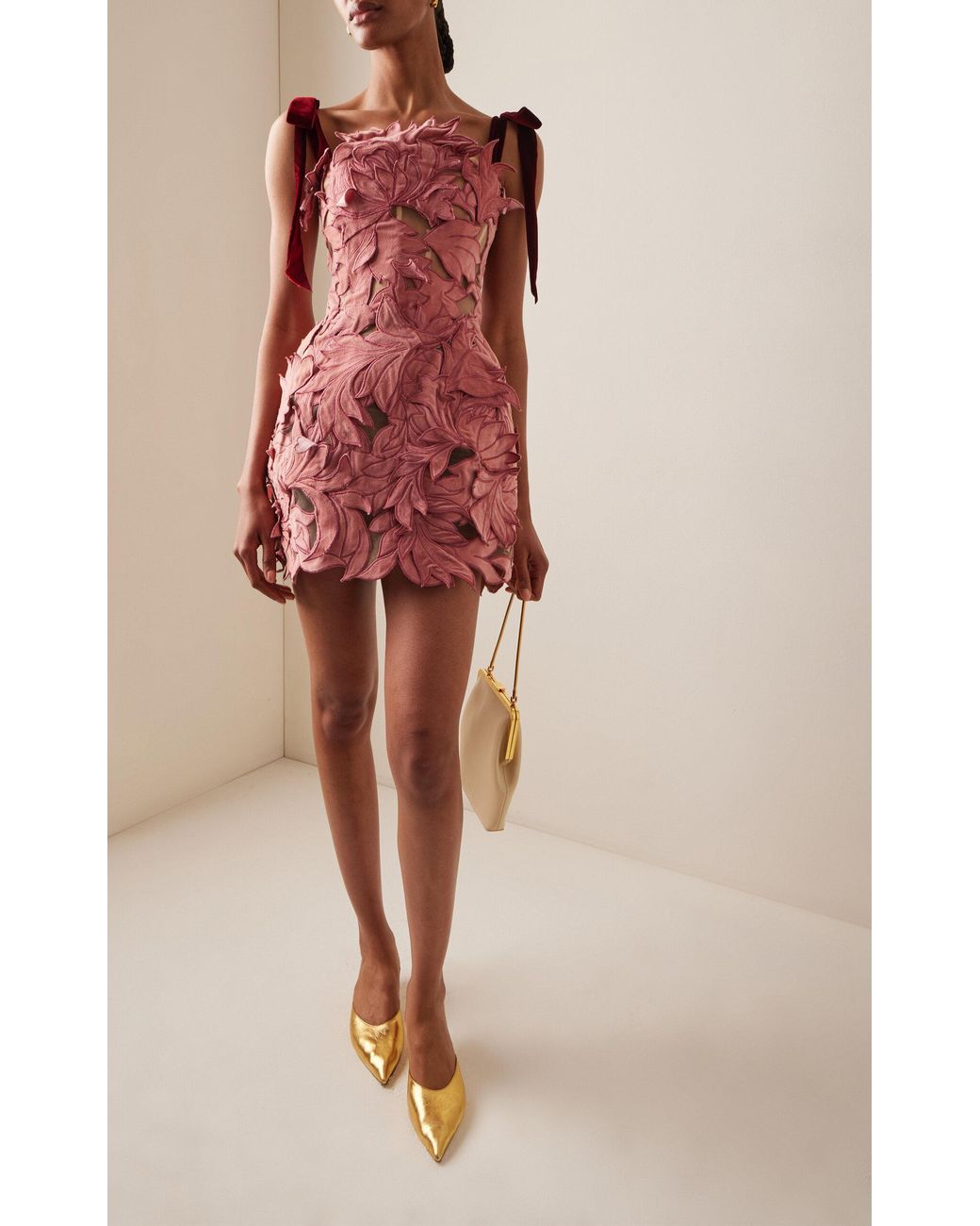 knee length dresses for ladies Dreamy 2000s Oscar de la Renta Pink Net & Floral Silk Dress w Bead & F –  Shrimpton Couture main image 1