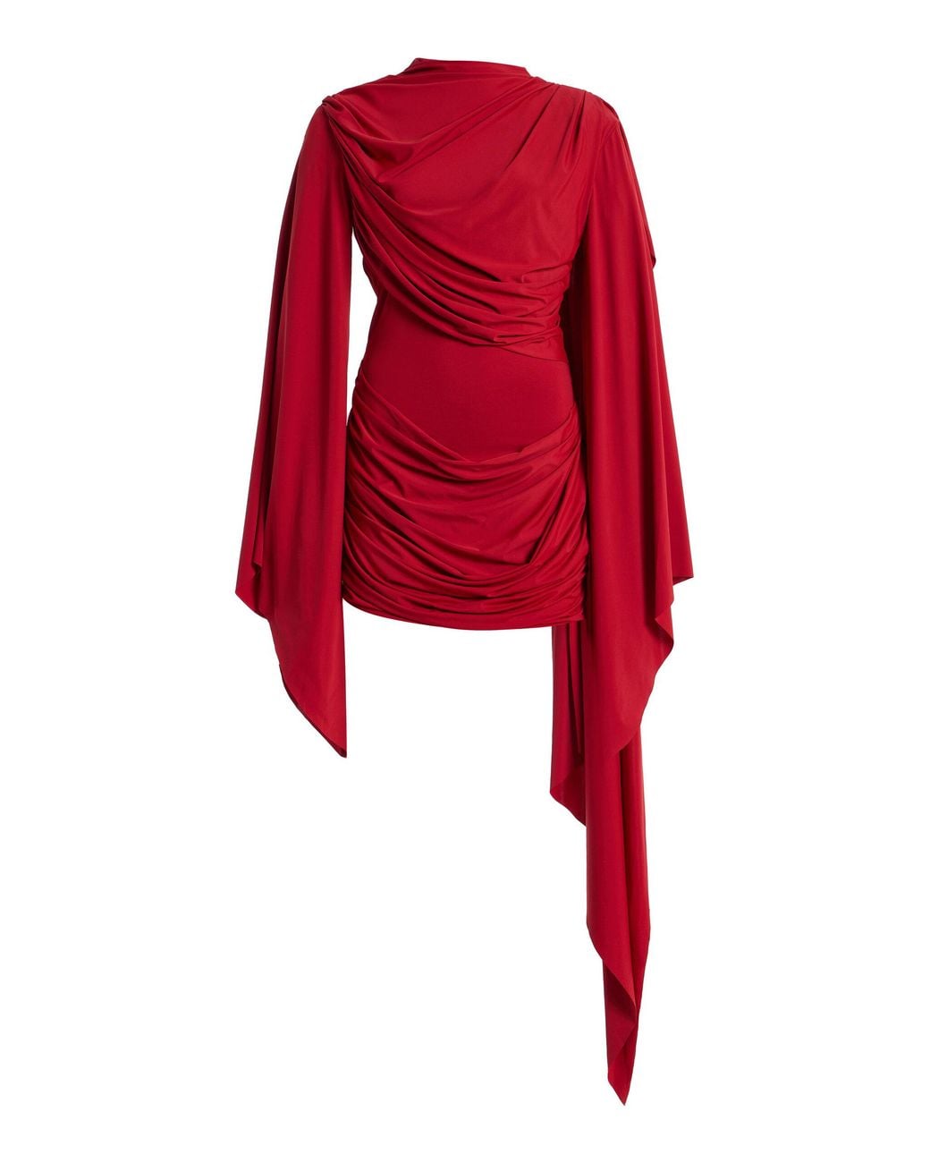 De La Vali Red Exclusive Perisa Draped Jersey Mini Dress