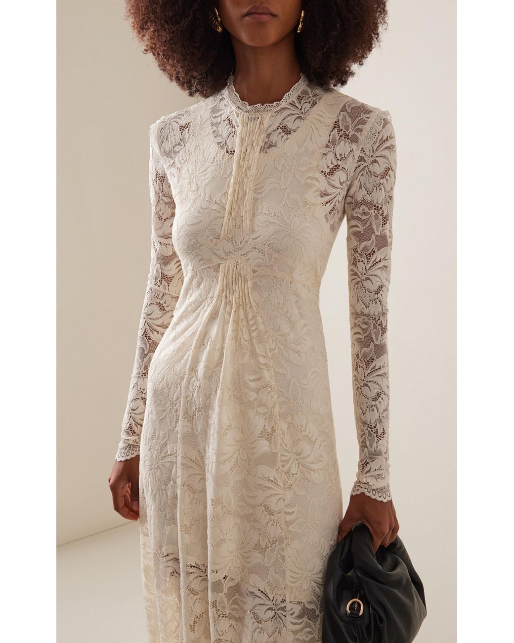 chinese dress ladies Black long dress in lace and jersey  Rabanne