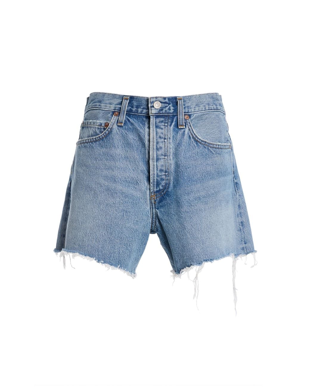 Agolde Blue Parker Long Denim Shorts