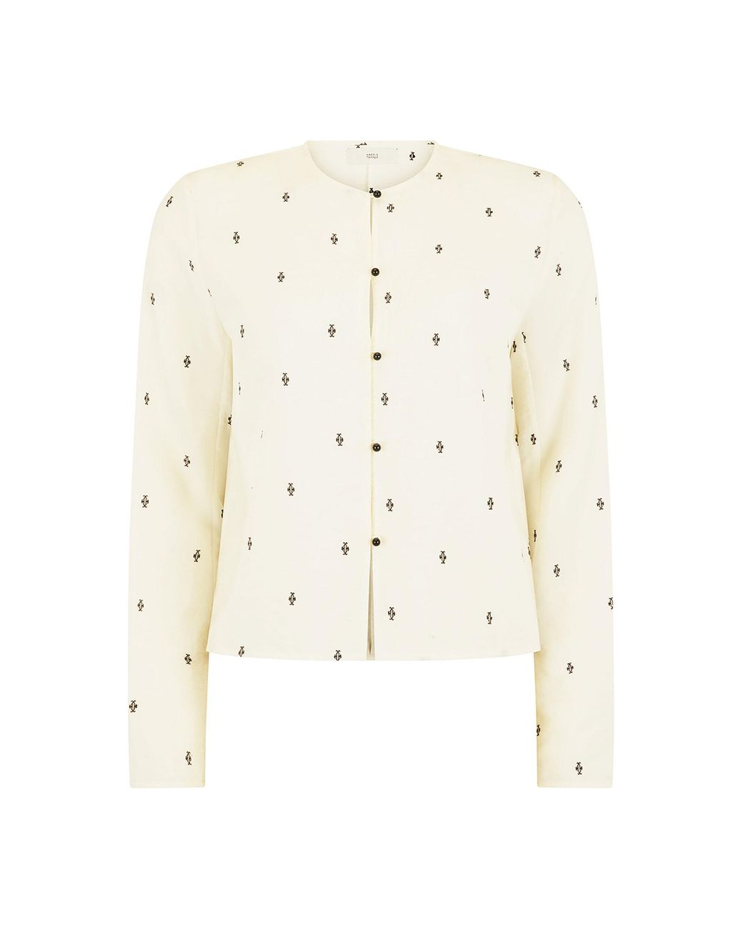 Harris Tapper Natural Exclusive Eileen Embroidered Silk-Blend Top