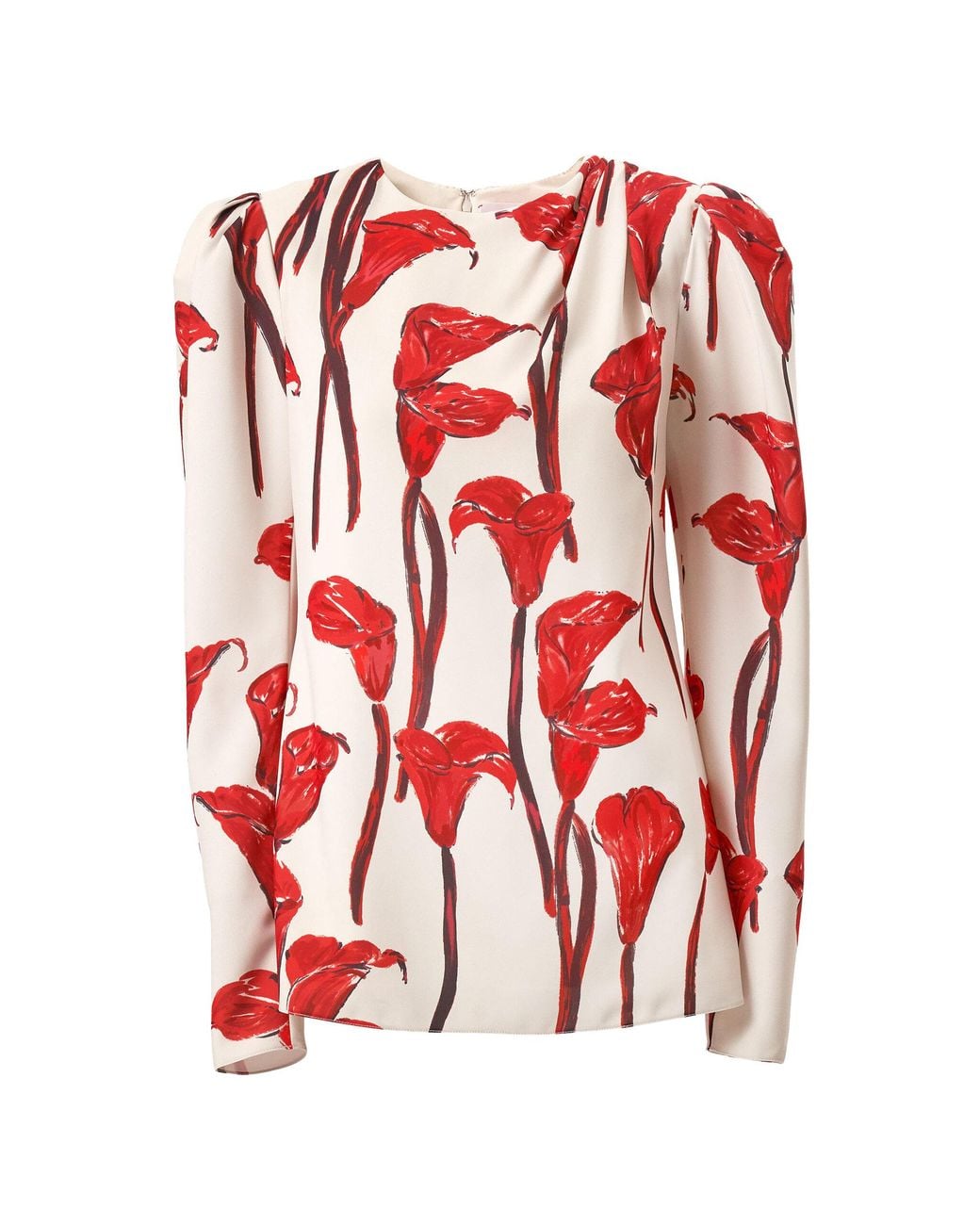 Carolina Herrera Red Calla Lily Cady Draped Top