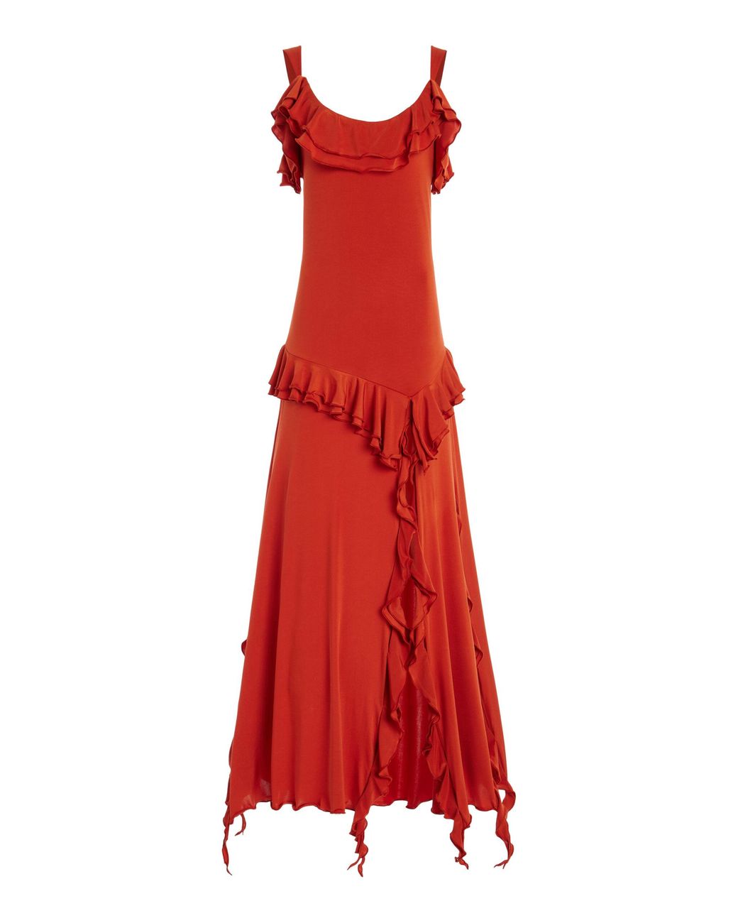 siedres red dress ALINA - Open-back ruched maxi jersey dress