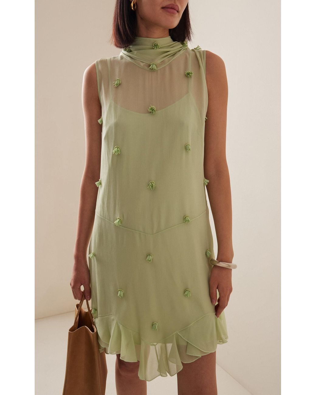 stella mccartney green silk dress Stella McCartney