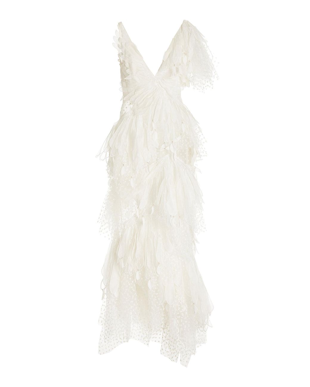 Zimmermann Rhythmic Fluted Linensilk Gown in White Lyst