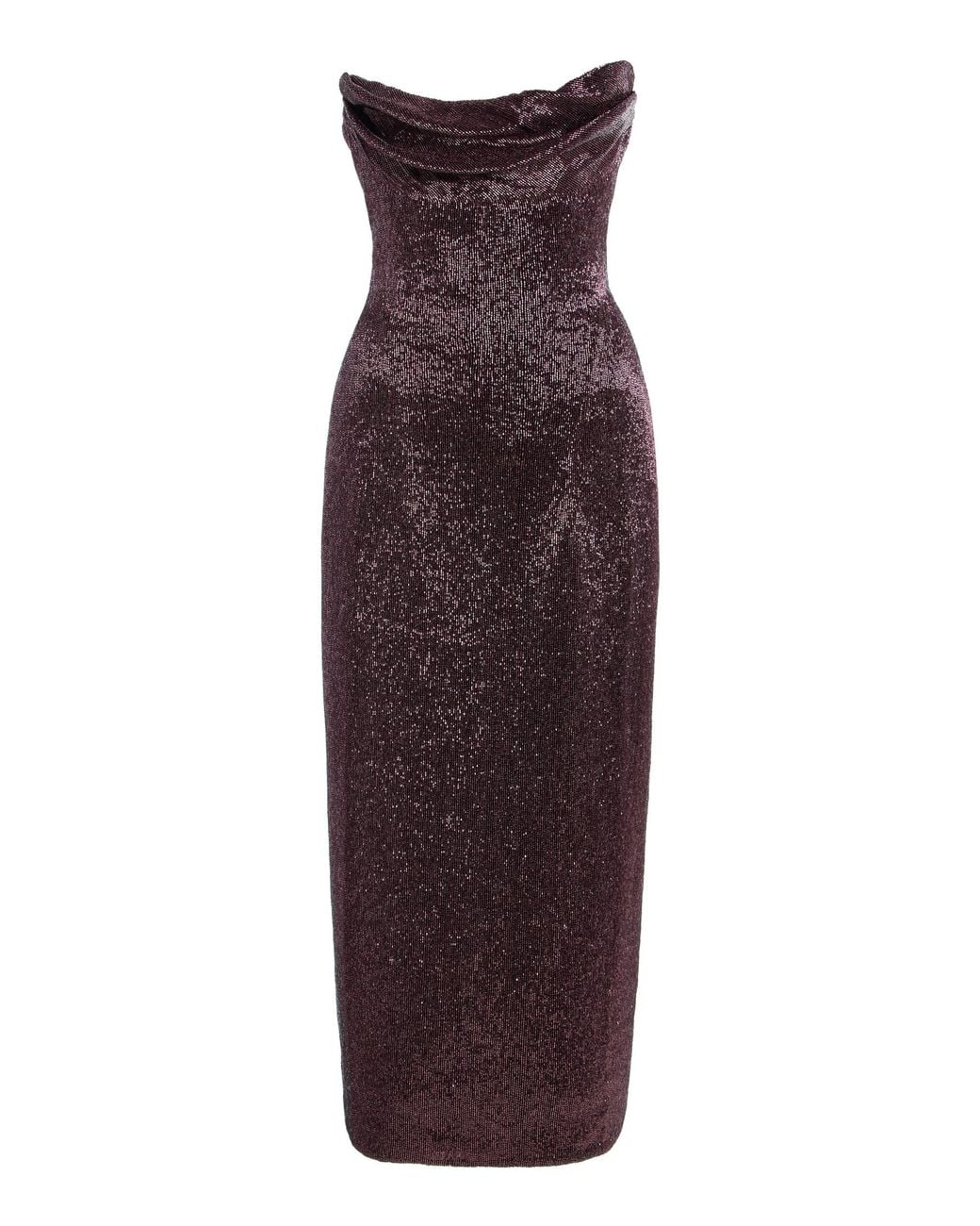 Wiederhoeft Purple Ivy Beaded Midi Dress