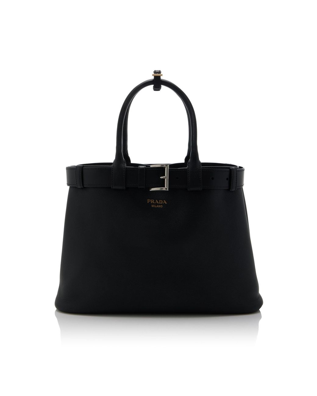 Prada Black Runway Belt-detailed Leather Tote Bag