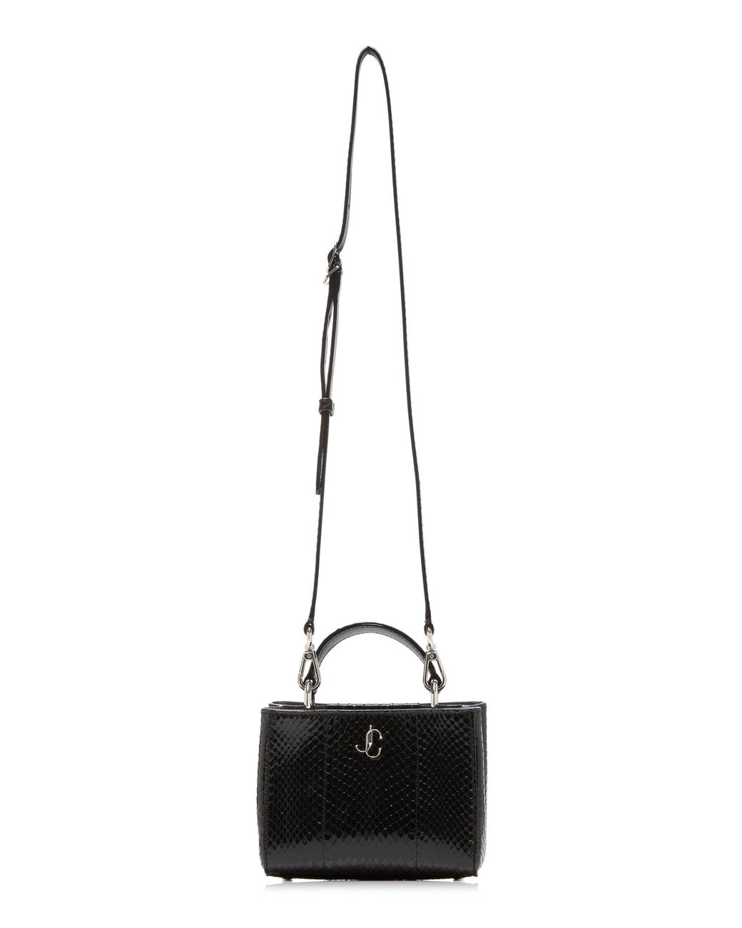 Jimmy Choo Varenne Mini Snakeskin Top Handle Bag in Black | Lyst