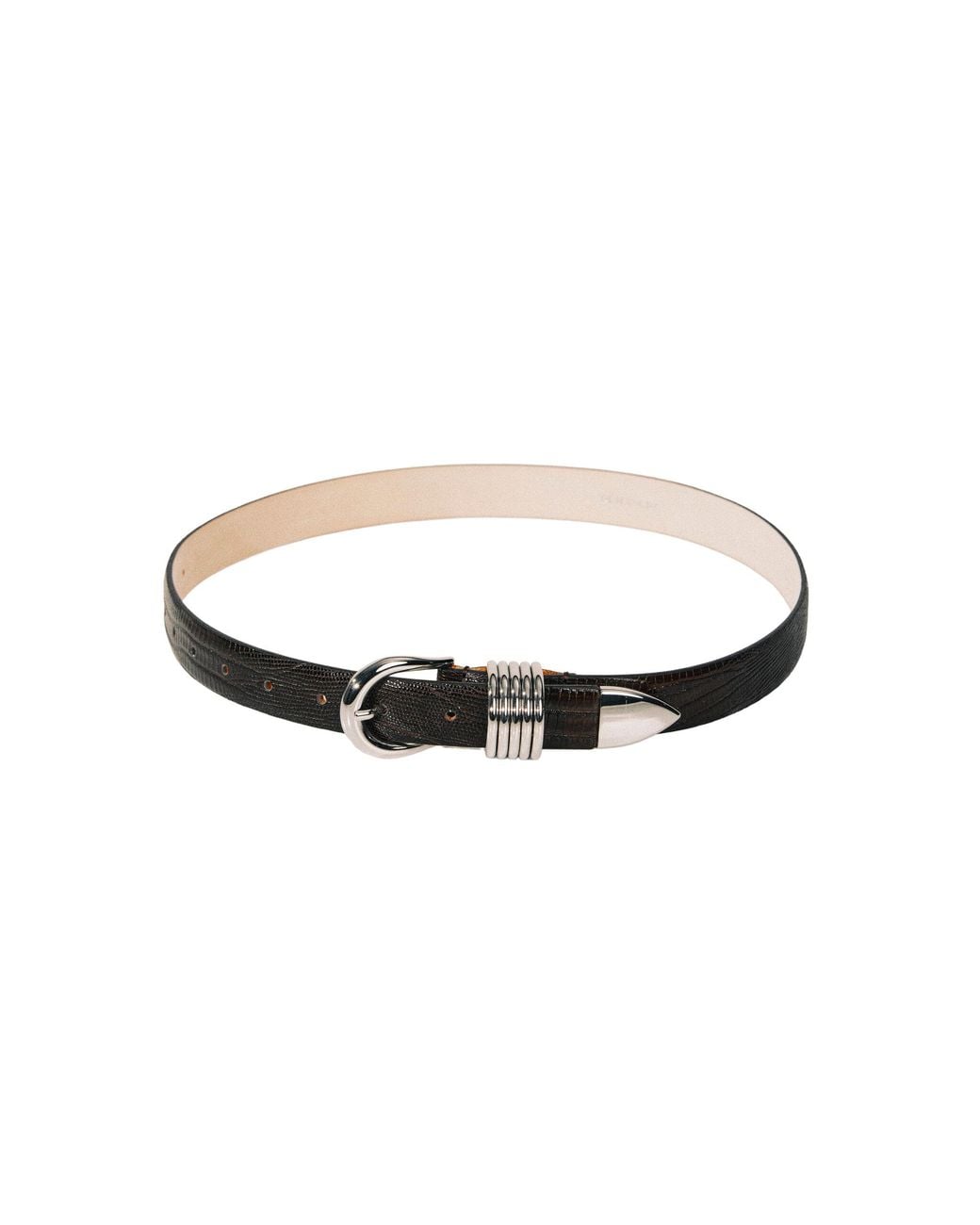 DEHANCHE White Hollyhock Lizard-Effect Leather Belt
