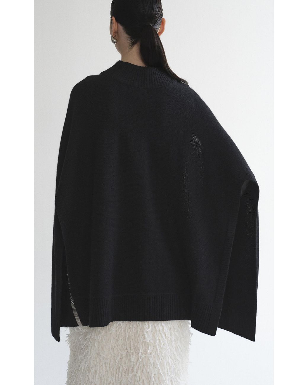 Source Unknown Black Noa Cape Wool Sweater