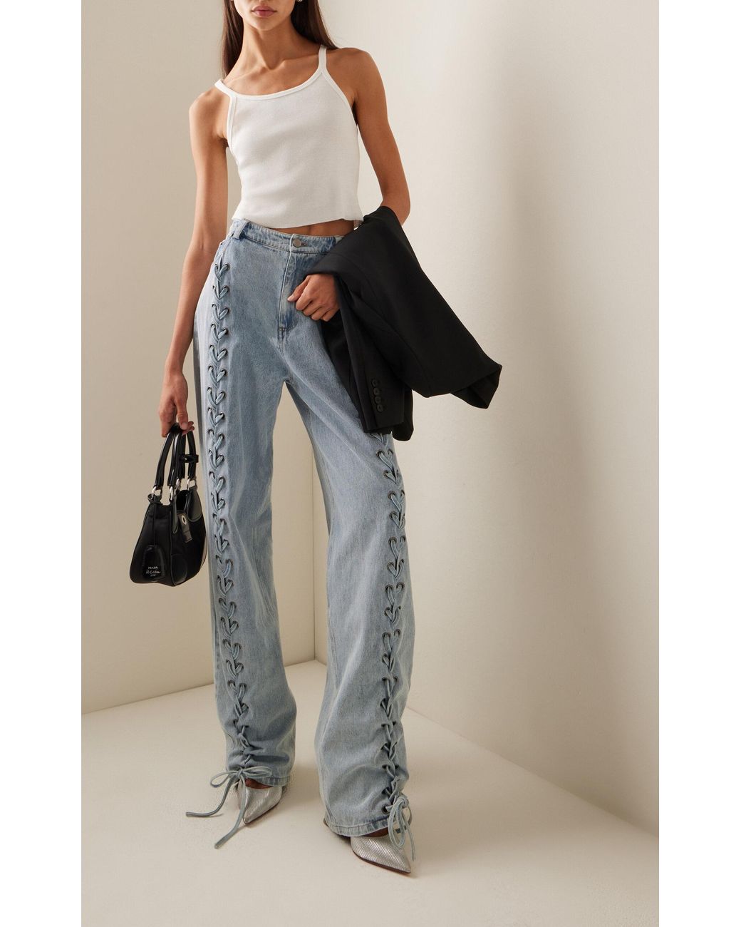ROTATE BIRGER CHRISTENSEN Lace-up Denim Pants in Blue | Lyst