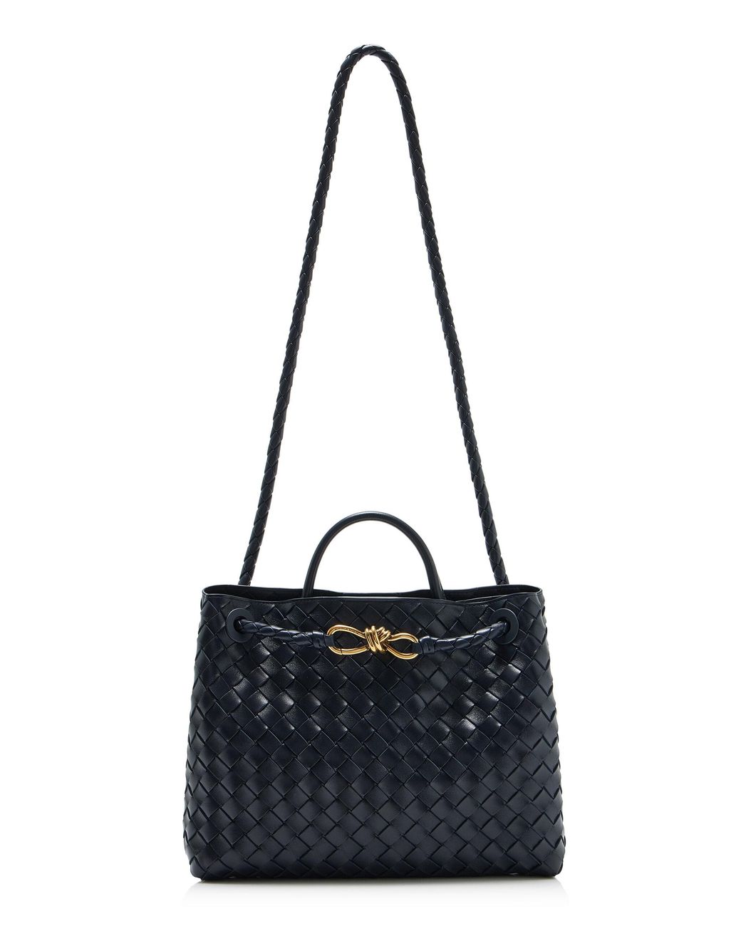 Bottega Veneta Blue Andiamo Intrecciato 15 Leather Bag