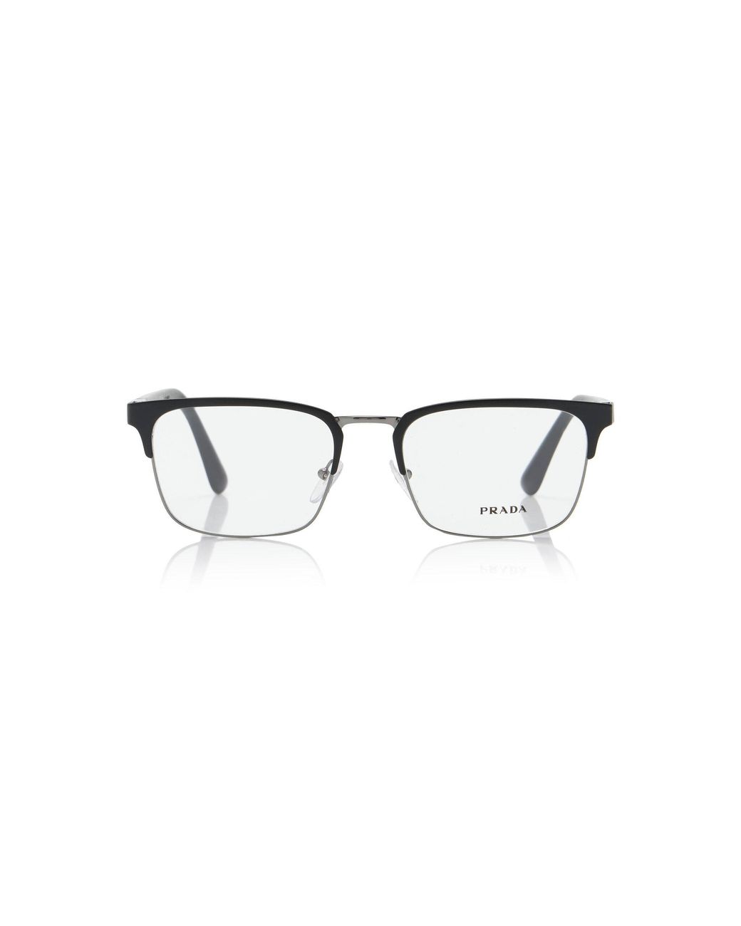 Prada Metallic Square-Frame Metal Glasses