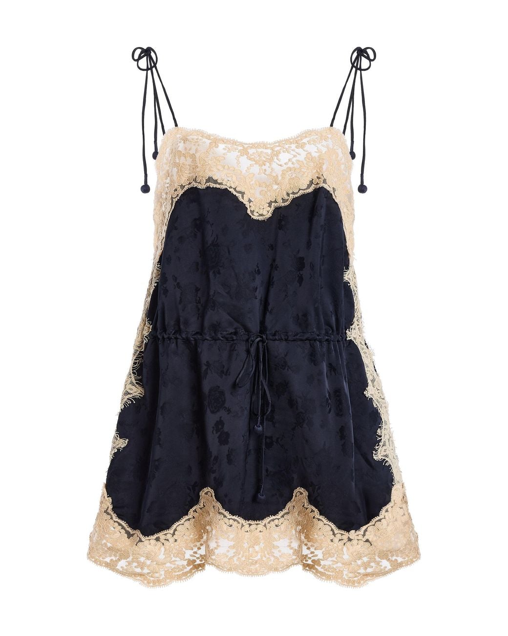 Sea Blue Shay Lace-trimmed Jacquard Camisole Top
