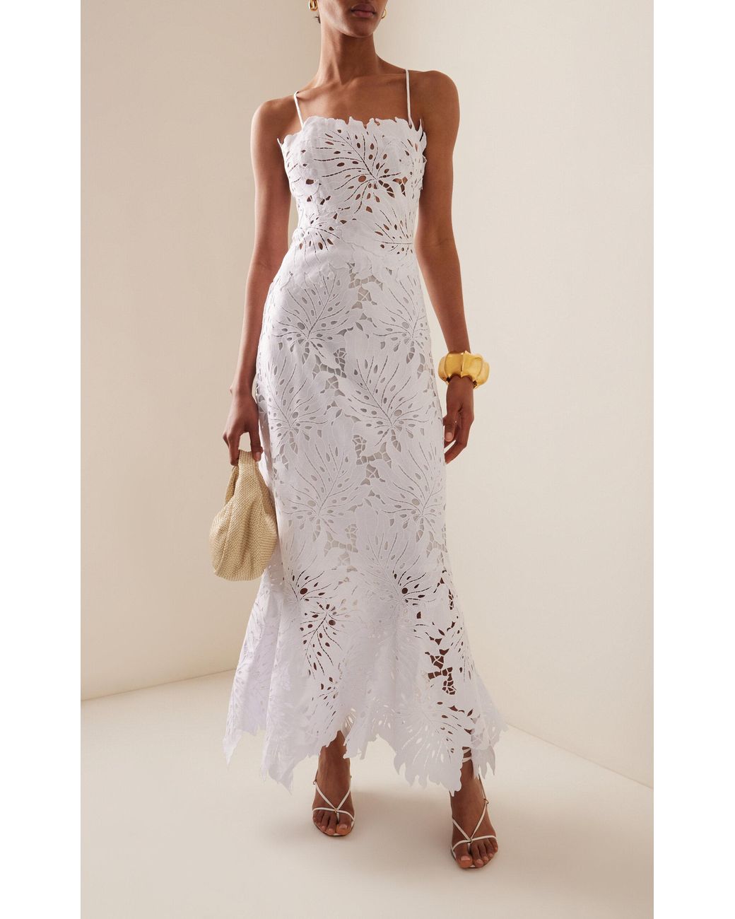 ANDRES OTALORA Rio Guipure Lace Midi Dress in White | Lyst