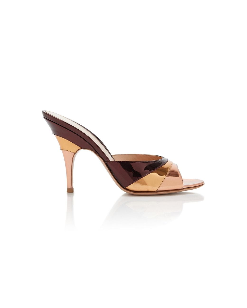 Gianvito Rossi Brown Metallic Leather Mules