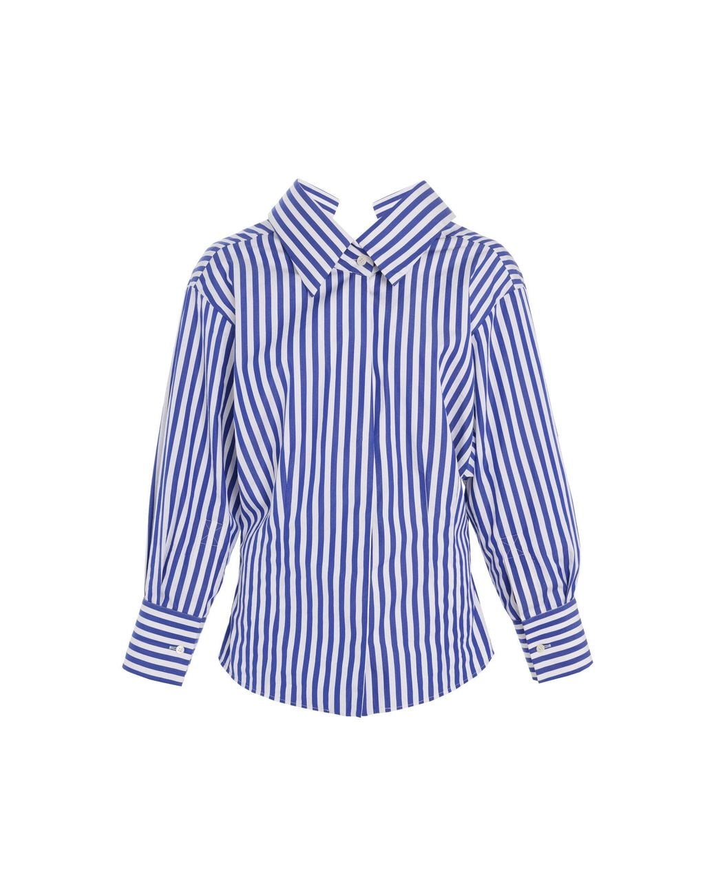 Givenchy Blue Sculpted Striped Cotton Poplin Shirt