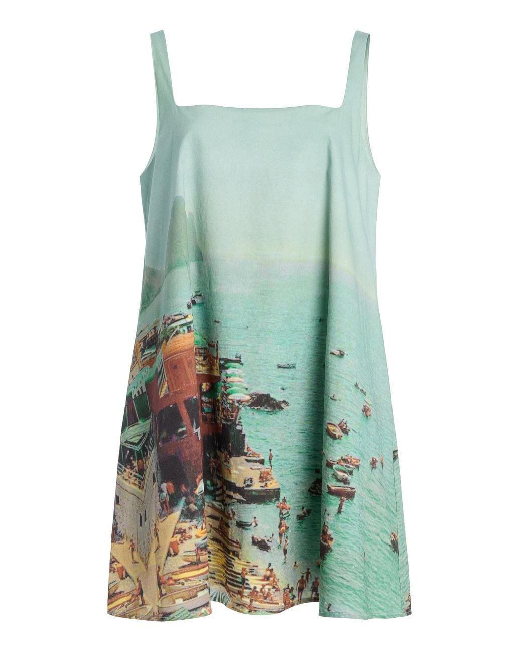 Staud Green Brio Printed Cotton Mini Dress