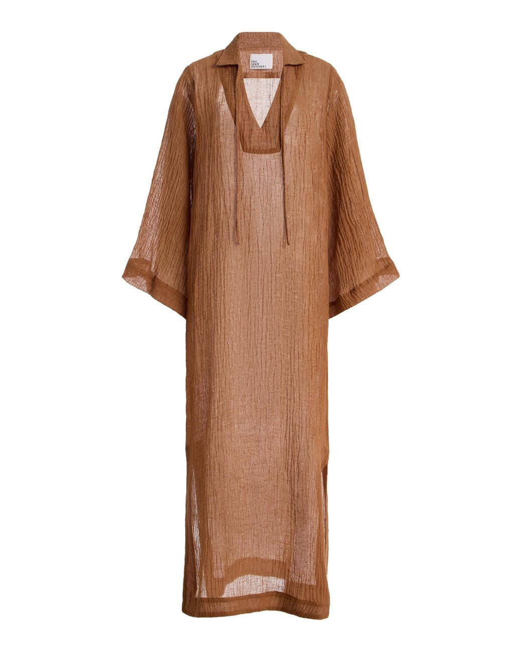 Lisa Marie Fernandez Brown Linen-Blend Gauze Tunic Caftan