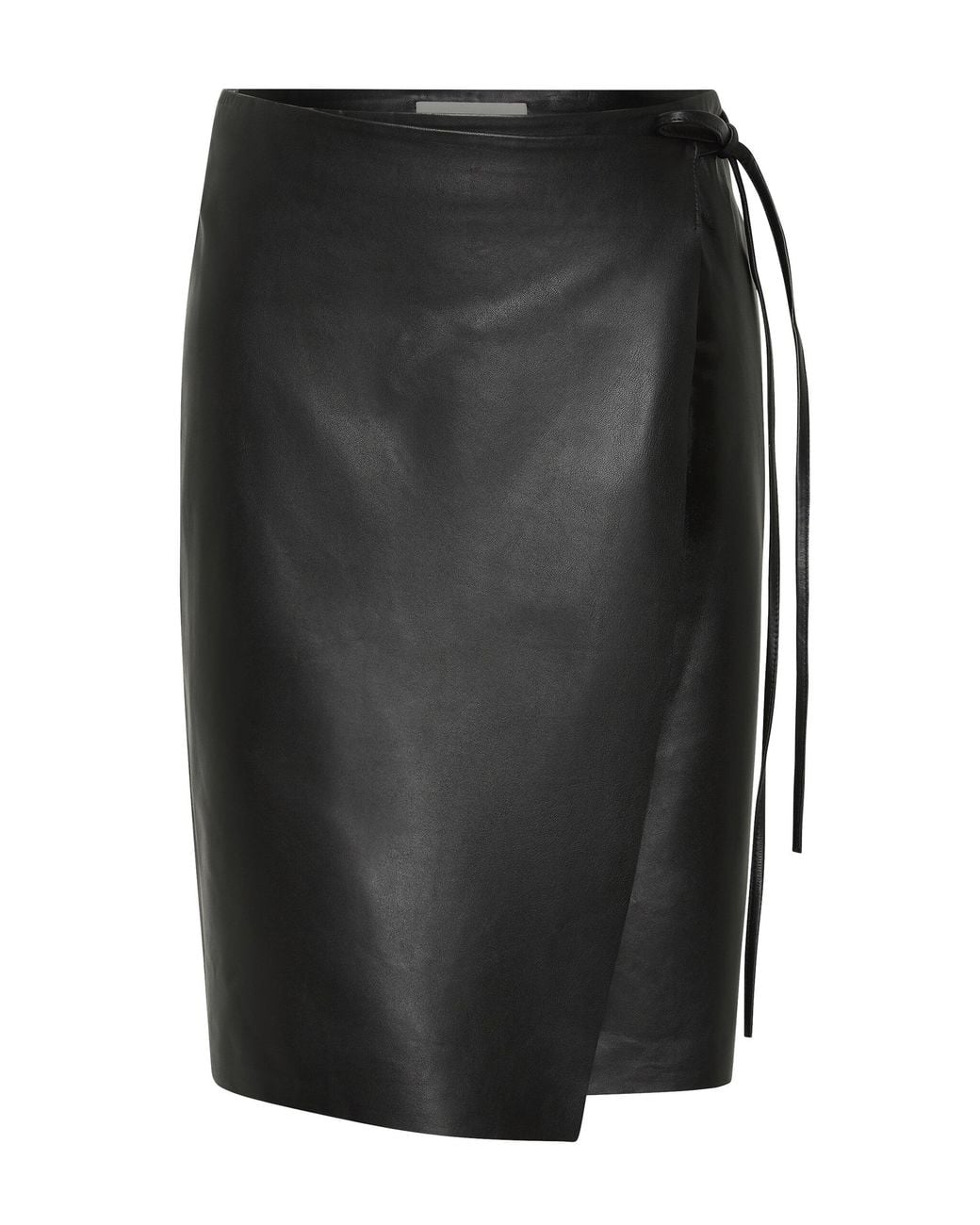St. Agni Black Leather Wrap Skirt
