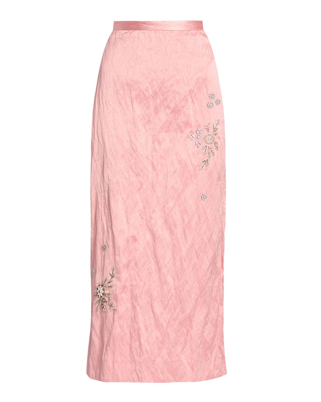 Erdem Pink Textured Satin Midi Skirt